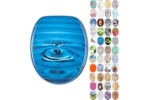 Sanilo Abattant WC, Grande sélection de lunettes de toilette, Finition de haute qualité, Charnières robustes, Fixation facile (Gouttes)