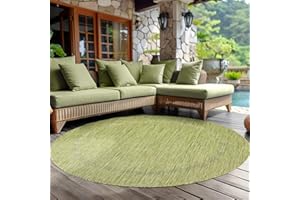 CARPETTEX TEPPICH Carpettex Tapis Intérieur & Extérieur Résistant aux Intempéries 120 cm Rond Vert - Tapis de Balcon, Aspect Sisal et Jute Unicolor - Monochrome - Tapis Cuisine, Lavable Jardin Patio Camping
