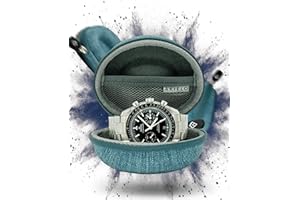AKIELO Custodia Porta Orologi – Custodia da Viaggio per Orologi Uomo e Donna con Panno per la Pulizia in Cofanetto Regalo – Per Orologi e Smart Watch fino a 54 mm (Edizione Oceano)