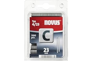 ‎NOVUS Novus Schmalrückenklammern 23 mm, 1100 Klammern vom Typ C4/23, Heftmittel für Profilhölzer, Paneele und Holzfaserplatten