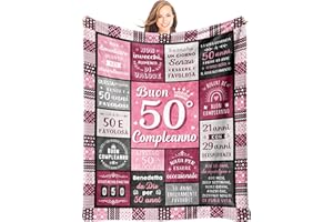 Giftasy Regalo 50 Anni Donna, 50 Anni Compleanno Donna - Idee Coperta Plaid Piena di Benedizioni, Regalo Originale per Amica, Mamma, Nonna, Sorella, Figlia, Fidanzata (157 x 132 cm)