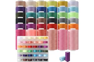 CAIXINYI Ensemble de Fil a Coudre 400 mètres de fil pour machine à 36 couleurs de fil à coudre avec 36 bobines, Kit Couture Convient à toutes les machines à coudre, surjeteuses