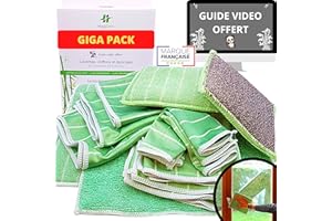 HYGISENS Kit 10 Chiffon Bambou Microfibre XXL pour Vitre | Lingette, Lavette et Torchons Magique Revolutionnaire sans Traces | Eponge, Essuie Tout Original Reutilisable Lavable | Mousseline Menage Brillant