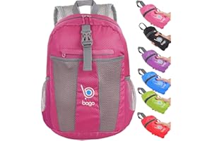 Bago Lightweight Small Hiking Backpack for Women and Men - 25L Travel Day Pack - Foldable Hiking Daypack Ultralight for Camping Outdoor Sports - Day Bag Packable Backpack for Travel (Pink)