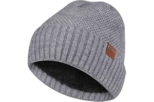 HASAGEI Gorro de Punto para Hombres y Mujeres, Gorro de Invierno Transpirable con Forro Polar Suave, Gorro de Invierno Unisex