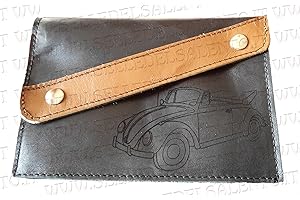 SELLE DEL SALENTO Portadocumenti porta libretto vera pelle auto Maggiolino cabrio VW Beetle Kaefer obliquo