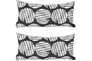 Oviala Lot de 2 Petits Coussins Polyester Noir 40 x 20 x 8 cm