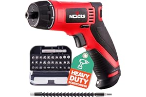 Nocry 10 N.M Cordless Electric Screwdriver - With 30 Screw Bits Set, Rechargeable 7.2 Volt Lithium Ion Battery, 2 Extension Drivers, and a Built-In Led Light