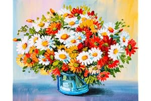TISHIRON Paint by Numbers for Adults Daisy Paint by Number for Adults Beginner with Brushes and Acrylic Pigment Vase Paint by Number Kits on Canvas Oil Painting Art Crafts 16"x20"(Frameless)