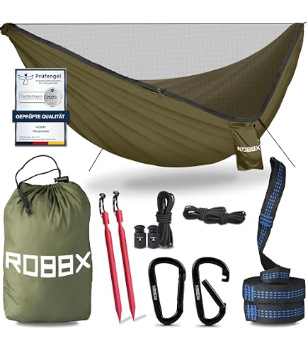 semptec hängematte Urban Survival Technology Faltbare Hängematte: 2er-Set aus Fallschirmseide mit Moskitonetz (mit Moskito-Netzen, Leichthängematten, Zelt) Grösse:ML Momihoom Anti Fog Safety Less