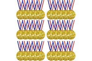SULOLI 30 Pezzi Medaglie Premiazioni,Medaglie Oro Bambini con Nastro al Collo,Medaglia Premi in Plastica per Sport Scolastico,Festa Gioco Concorrenza