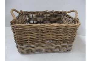 FANTASIE D ORIENTE CESTO PORTA LEGNA VIMINI IN GIUNCO KUBO CM 50x40X29 H ALTEZZA MISURE SENZA CALCOLARE I MANICI