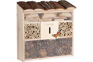 Cadoca Hôtel à Insectes en Bois Naturel 30,5x31 cm Cabane Maisonette Nichoir à Insectes/Abeilles Hivernage, Pollinisation Biodiversité