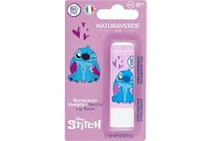 Naturaverde | Kids - Disnet Stitch Lippenbalsam mit Vanille, Kakaobutter für Kinder mit Bio-Sheabutter, mit UVA-UVB-Filter, LSF 15, Lipstick 5,7 ml