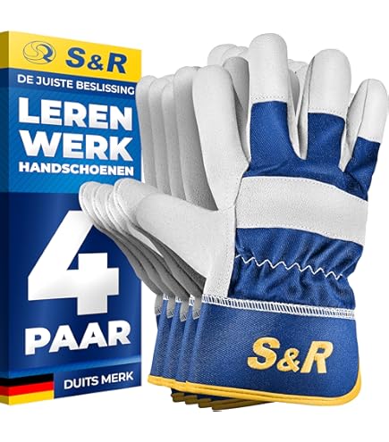 Lederen werkhandschoenen 3 paar - rund- volledig lederen