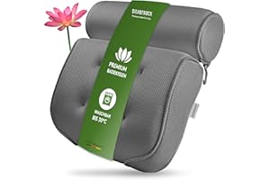 SilverRack Cojín de baño SEMIBLANDO [Gris 3D] - Almohada Cervical para bañera con ventosas como Accesorio de bañera - Cojín para bañera - Cojín de baño con Ajuste ergonómico