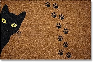 KOKO DOORMATS Wycieraczka zewnętrzna | Zewnętrzna mata wejściowa, Coco Antypoślizgowa podstawa PVC | Wejście zewnętrzne Wycieraczka Oryginalna antypoślizgowa i chłonna | Czarne ślady kota | 40x60 cm