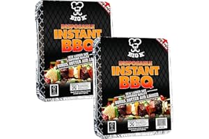 Big K Disposable Instant BBQ Tray - Pack of 2 All In One Barbecue Instant Light Charcoal Grill Trays with Topline Card. Ideal for Garden BBQs, Camping, Outdoor Parties and Picnics.