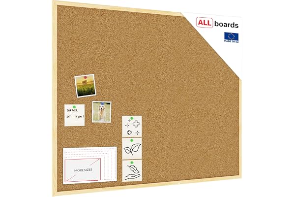 ALLboards Tableau en Liège avec Cadre en Bois 100x80cm, Tableau d'Affichage Liège, Tableau pour Épingles