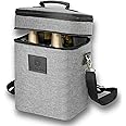 HAMILO 4 Bottle Wine Carrier - Gray, Champagne Carrier Bag, Waterproof Wine Tote Bag with Expandable Zipper and Padded Shoulder, Insulated Wine Bag, Wine Cooler Bag, Wine Accessories Gift for Women