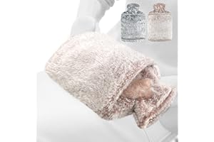 obqo Wärmflasche mit Weichem Bezug | 2,0 Liter Groß Wärmflaschen Flauschig Naturkautschuk Auslaufsicher Taschendesign Handwärmer Bettflasche Wärmeflasche Geschenk für Kinder Erwachsene (Rosa)