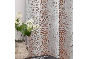 Mrs.Naturall Rust Orange Retro Curtains for Living Room 2 Panels Wavy Pattern Print Western Curtains for Bedroom,90 Inches Long,Terra Red