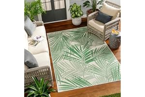 Livabliss TarsusIndoor Outdoor Rug - Large Boho Rug for Living Room 120x170cm, Dining, Kitchen Rug - Vintage Patterned Neutral & Coloured Rugs, Waterproof, Stain Durable, Green and Ivory Rug