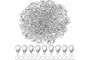 Augshy 200 Stück Karabinerverschlüsse Silber Schmuckverschlüsse mit 400 Stück Öffnen Biegeringe, Mini Ketten Verschlüsse für Halsketten Armband Ohrring Schmuckherstellung