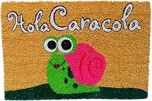 KOOK TIME Koko DOORMATS felpudos Entrada casa Originales, Fibra de Coco y PVC, Felpudo Exterior Hola CARACOLA, 40x60x1.5 cm | Alfombra Entrada casa Exterior | Felpudos Divertidos para Puerta