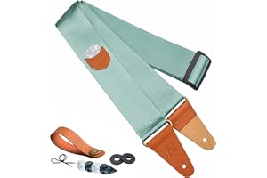 Nefelibata Tracolla per chitarra, cinghie per chitarra con estremità in pelle, bottone della cinghia, serrature della cinghia e plettri per chitarra