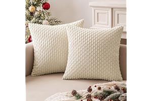 MIULEE Weihnachten Kordsamt Kissenbezug Kissenbezüge Dekorative Kissenhülle Moderne Sofakissen Kissen Dekokissen Couchkissen Zierkissen Weicher für Sofa Wohnzimmer 2er Set 40x40 cm Cremeweiß