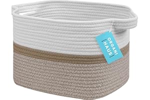 OrganiHaus Cesta Giochi in Tessuto Striscia Miele/Bianco - Porta Giochi Decorativo per Bambini, Cestino Portaoggetti, Cesto Portagiochi, Portabiancheria 35x28x23cm