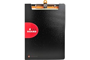 Exacompta - Ref. 52134E - Porte Bloc Exactive à pince avec rabat et élastique - porte stylo - pochette A4 sur le rabat - livré avec un bloc notes - Dimensions 23,5 x 33,5 cm - Pour A4 - Noir