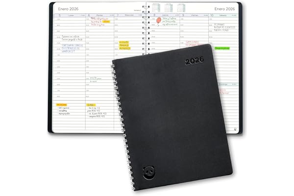Smart Panda Agenda 2026 con Vista Semanal – A5 Agenda 2026 Semana Vista – Planificador Semanal, Diario Espiral - Tapa Blanda, Intervalos de 30 minutos - Calendario Anual A5, en Español