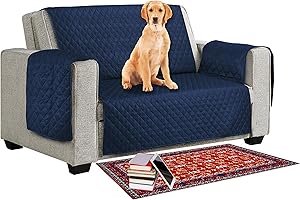 MIA we dress your home Sofa Protector Reversible Anti Slipcover from Pets/Dogs/Kids Love Seat Sofa Covers 2 Seater Couch Settee Covers Furniture Protective Soft Quilted with Non Slip Strap Seat