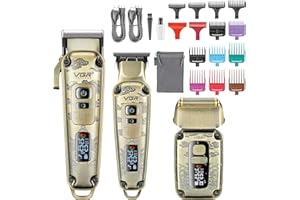 VGR Cordless Hair Clippers Men Beard Trimmer Electric Razor Foil Shaver Professional Barber Set - Rechargeable Battery via USB-C - Haircutting Mens Grooming Kit for Face, Head Haircut, Skin Fade