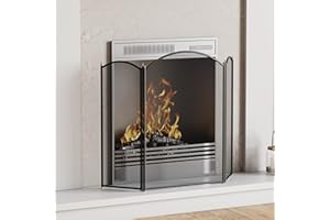 Fire Vida Selby 3 Panel Fire Screen Spark Guard, Black