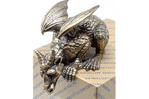THORNE ANTIQUES AND COLLECTABLES Watching Dragon Ornament Shelf Dwelling Sculpture Handmade Resin Cast Finished in Antique Bronze Effect