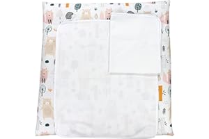 TupTam Materassino per Fasciatoio con 2 Stuoie a Spugna, Boschi/Beige, 75 x 80 cm