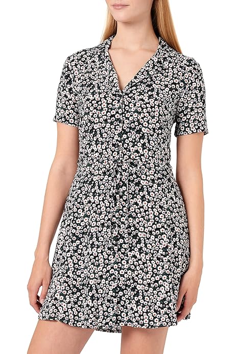 Vestido Camisero Largo Azul Con Estampado De Leopardo Extragrande De