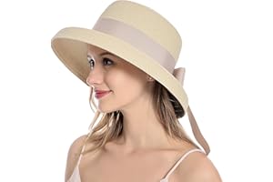 Muryobao Damski kapelusz słomkowy na lato ochrona przed promieniowaniem UV podróżny składany daszek kapelusz vintage Cloche plaża czapka wędkarska