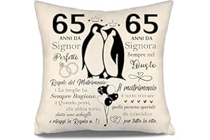 AOSUMIN 65 ANNI da Signor Perfetto 65 ANNI da Signora Sempre nel Giusto Regalo Anniversario di Matrimonio Copricuscini per Coppie Marito Moglie Genitori Nonni Amici Zia Zio Regalo 65° Anniversario(65-b)