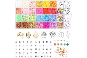 Domkan 24 Colores 3mm Cuentas Arcilla Polimérica,7000 Piezas Abalorios para Hacer Pulseras Kit,Cuentas de Arcilla de Joyas DIY Manualidad Fabricación de Joyas, Polimérica Cuentas Plana