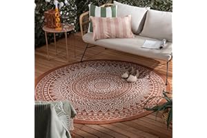 ‎FRAAI | HOME & LIVING FRAAI | Home & Living In- & Outdoor Teppich Rund - Summer Azteca Terracotta - Wetterfest - Polypropylen - Flachgewebe - Balkon, Garten/Terrasse - Terrasse - Rug