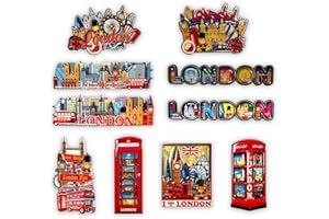SAJAK Set of 12 Wooden London Fridge Magnets - Collectible 3D Magnets Featuring Iconic London Landmarks, Decorative British Souvenir Gift for Office, Home, and Kitchen Keepsakes