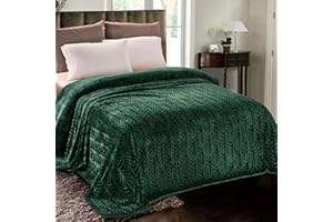 Whale Flotilla Flannel Fleece King Size Blanket for Bed, 230x264 CM Soft Fluffy Velvet Bed Blanket with Decorative Vintage Pattern for All Season, Warm and Lightweight, Deep Green