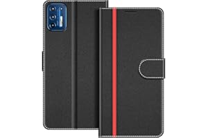 COODIO Motorola Moto G9 Plus Case, Motorola Moto G9 Plus Phone Case, Motorola Moto G9 Plus Wallet Case, Magnetic Flip Leather Case For Motorola Moto G9 Plus Phone Cover, Black/Red