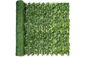 REOVE Artificial Ivy Privacy Fence Screen, Artificial Hedge Fence Green Leaf Ivy Screen Plant Wall Fake Grass Decorative Backdrop for Privacy Protection Home Balcony Garden