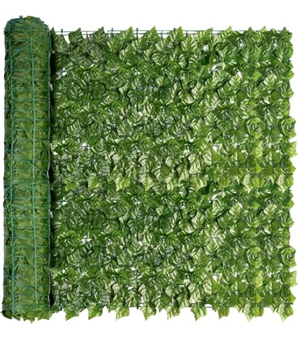 VEVOR Klimop privacyhek kunstgroen wandscherm met versterkte gezamenlijke faux heggen wijnstok blad decoratie voor tuin patio - geen rugdoek-59 x 118 inch