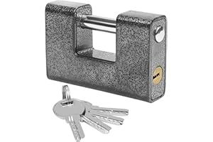 Kurtzy Candado Resistente con 4 Llaves - Candado Seguro Acero Endurecido Monobloque – Grillete Grueso 12 mm - Candados para Puertas, Contenedor, Cobertizo, Portones, Garaje y Almacenes
